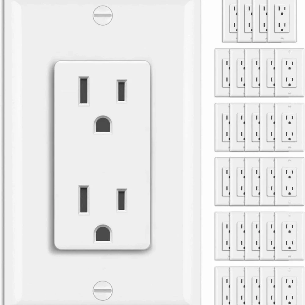 BESTTEN‎ 30 Pack 15 Amp Decorator Receptacle Outlet w/ Screwless Wall Plates
